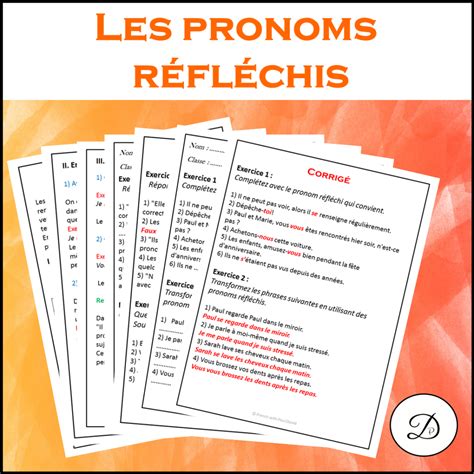 Pronoms réfléchis Explications et exercices corrigés French