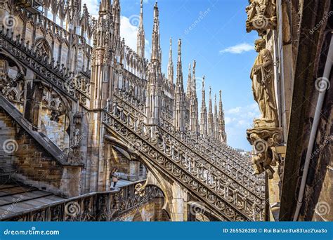 Panoramic Rooftop View of the Majestic Cathedral of Milan Stock Photo ...