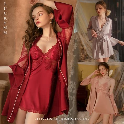 Jual Satu Set Kimono Silk Baju Tidur Sexy Lingerie Wanita Sleepwear