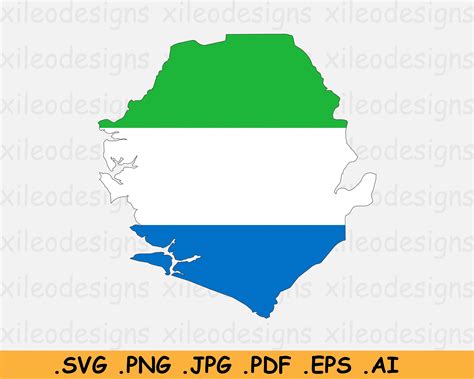 Sierra Leone Map Flag Svg Cricut Cut File Africa Country Etsy Finland