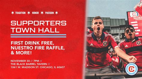 Chicago Fire Fc To Host Supporter Town Hall At The Black Barrel Tavern Nov 30 7pm R