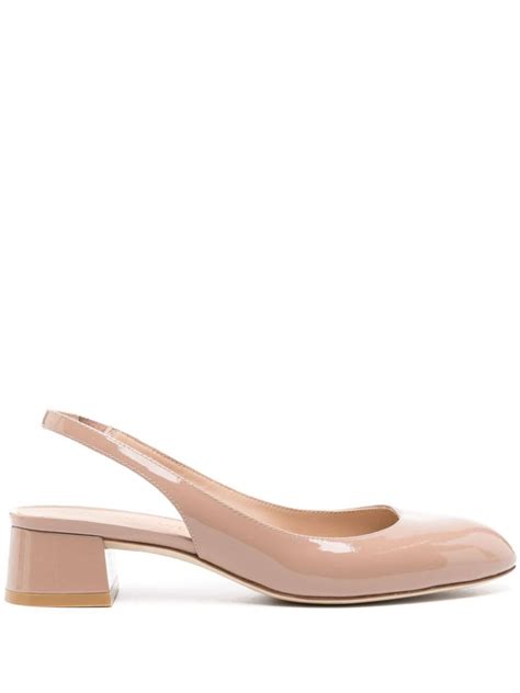 Stuart Weitzman Vivienne Mm Patent Leather Pumps Neutrals Farfetch