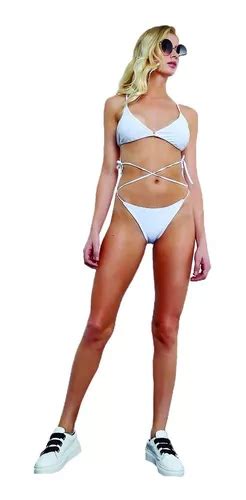 Malla Bikini Triangulo De Suplex Cola Less Regulable Brishka En Venta