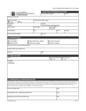 Fillable Online Health Mo Access Request Form Missouri Department Of