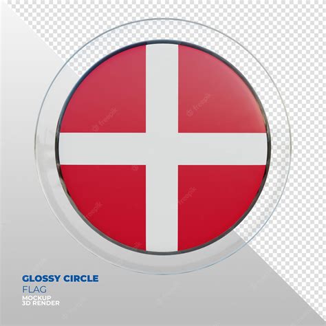 Premium Psd Realistic 3d Textured Glossy Circle Flag Of Denmark