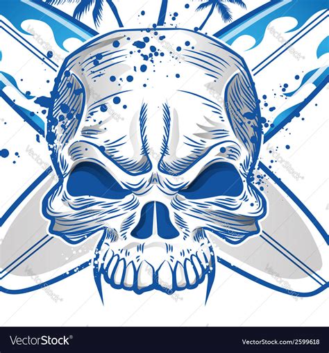 Skull On Surfboard Background Royalty Free Vector Image