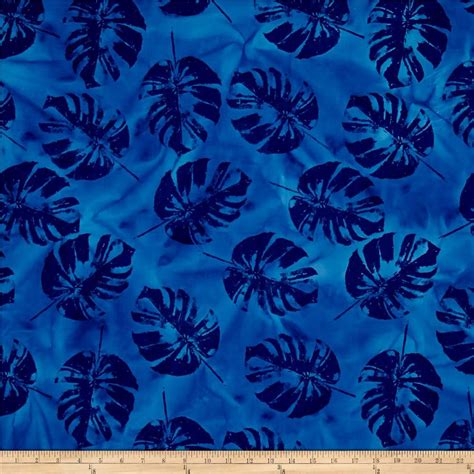 Indian Batik Polynesian Batiks Tropical Leaf Blue From Fabricdotcom From Textile Creations