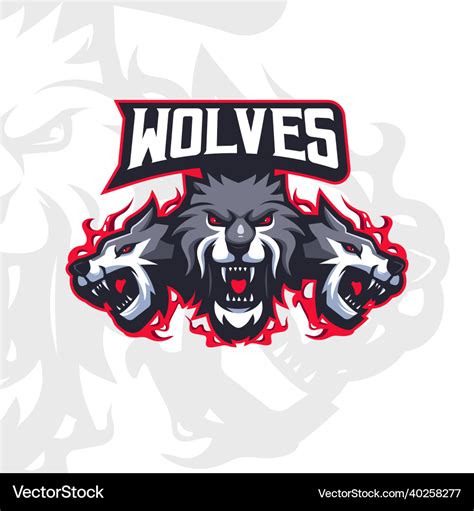 Wolves Sports Mascot Logo Design Royalty Free Vector Image