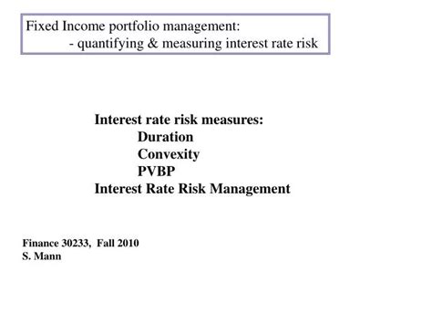 Ppt Fixed Income Portfolio Management Quantifying And Measuring Interest Rate Risk Powerpoint