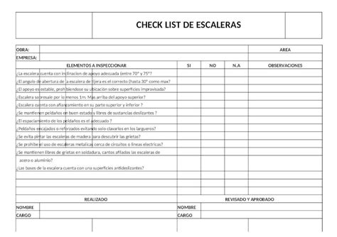 XLSX Check List De Escaleras DOKUMEN TIPS