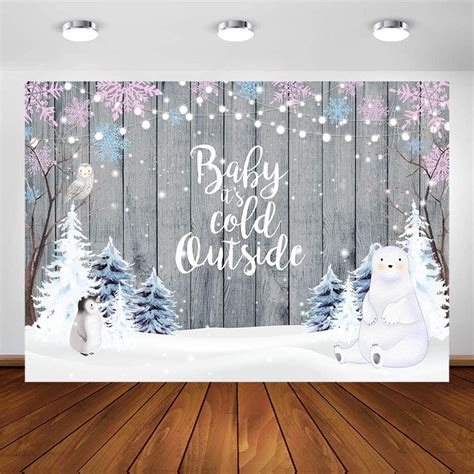 Amazon Avezano Baby It S Cold Outside Backdrop For Baby Shower