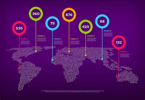 World map infographic with color pointers or pins 12851078 Vector Art ...