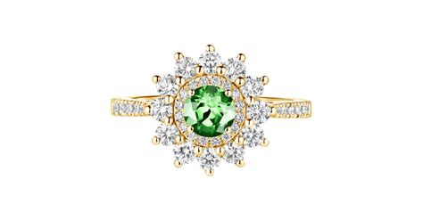 Bague Or Jaune Tsavorite Lefkos Mm Pav E Gemmyo