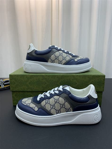 Gucci Gg Beige Blue Low Top Replica Sneakers For Men