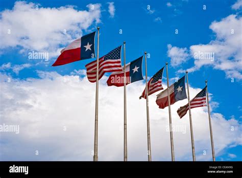 American Flags and Texas Flags Flying in Dallas USA Stock Photo - Alamy