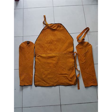 Jual Apron Las Dada Dan Lengan Kulit Celemek Welder Leather Coklat