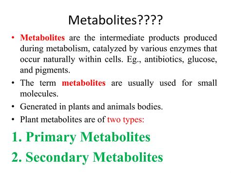 Introduction To Plant Metabolities Ppt