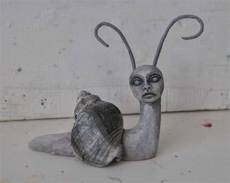 Hand Made Anthropomorphic Snail Art Sculpture Etsy