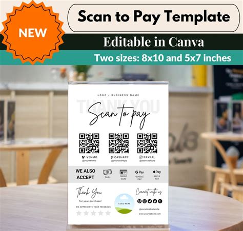 Editable Scan To Pay Templates Printable QR Code Payment Etsy