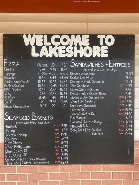 Online Menu Of Lakeshore Restaurant Restaurant Dexter Maine 04930