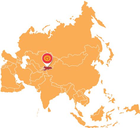 Kyrgystan Map In Asia Icons Showing Kyrgystan Location And Flags