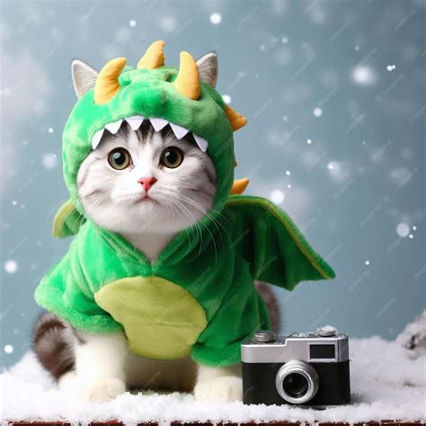 Premium Ai Image Cat In Dragon Costume