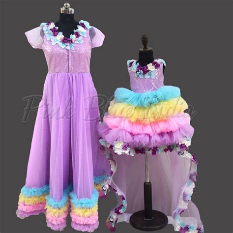 Rainbow Unicorn Theme Mommy And Me Matching Dress