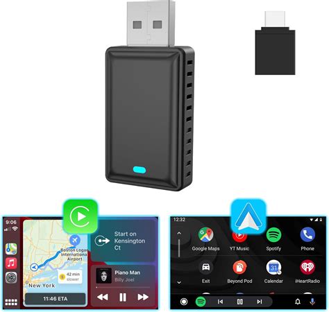 Adaptador Automotivo 2 Em 1 Sem Fio CarPlay Android Mini USB Dongle