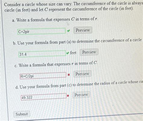 Solved Consider A Circle Whose Size Can Vary The Chegg