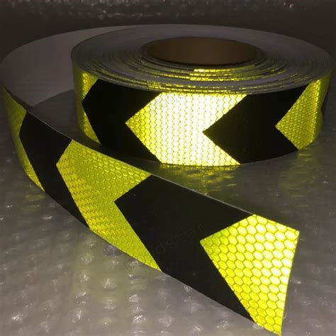 Fluorescent Yellow Black Arrow Self Adhesive Reflective Tape Sticker 2