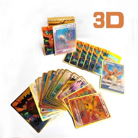 27Pcs Pikachu Cards English Spain 3D Shining Rainbow Cards Gold Silver