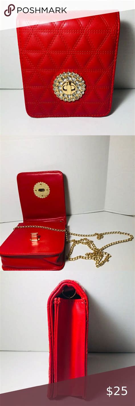 NWOT Red evening bag. Long gold strap NWOT | Red evening bag, Evening ...