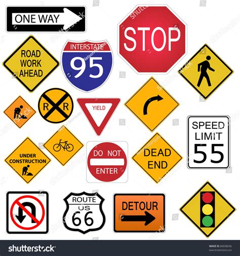 Image Various Road Highway Signs On Stock Vector 60038636 - Shutterstock