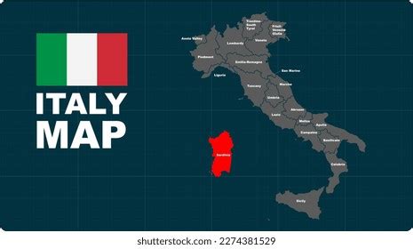 Sardinia Map Sardinia Red Highlighted Italy Stock Vector (Royalty Free ...