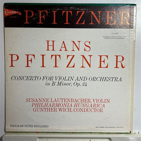 HANS PFITZNER Violin Concerto Susanne Lautenbacher CANDIDE CE 31026