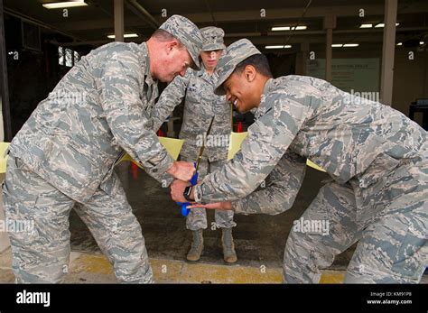 Col. David Pavey, 514th Air Mobility Wing commander, and and Airman ...