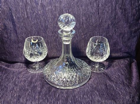 Vintage Waterford Crystal Lismore Ship S Decanter Two Brandy Snifters