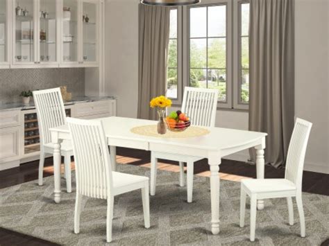 East West Furniture Dover Piece Wood Kitchen Table Set In Linen White