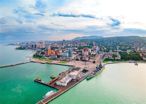 Premium Photo | Novorossiysk city aerial panoramic view