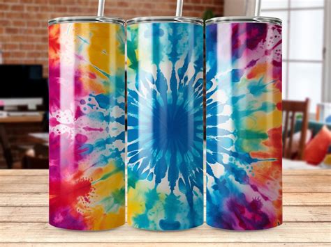 Tye Dye 20 Oz Skinny Tumbler Sublimation Design Straight And Tapered