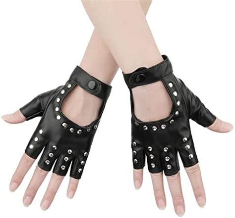 KINBOM 1 Paar Punk Handschuhe Fingerlos Stilvolle Fingerlose