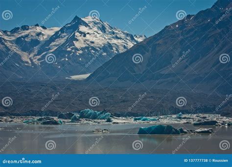 Majestic Tasman Glacier and Floating Icebergs on the Tasman Lake, NZ Stock Photo - Image of ...