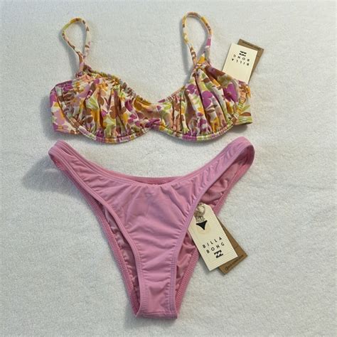 Billabong Swim Billabong Medium Bikini Sungazers Ruched Bralette Floral Sol Searcher Hike