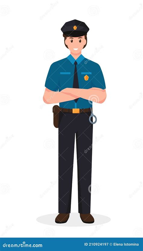 Police Officer In Uniform Policeman Character Stock Vector