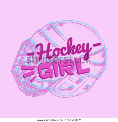 Vector Hockey Girl Lettering Isolated Pink Stock Vector Royalty Free 1358549009 Shutterstock