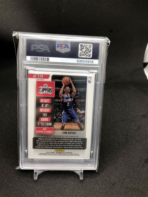 Nba Panini Donruss Optic Shai Gilgeous Alexander Rc Psa Lac Clippers