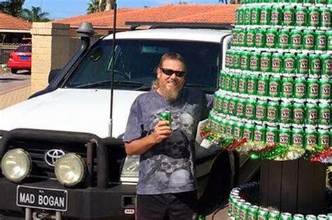 This Guy Posing With A Beer Can Christmas Tree Is A True Aussie Hero