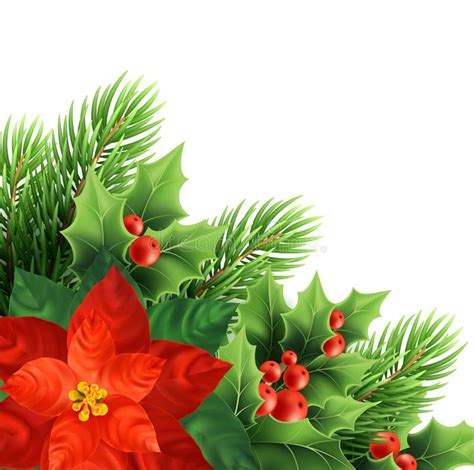 Christmas Poinsettia Flower Realistic Vector Illustration Stock Vector