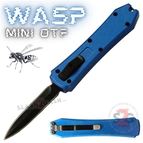 Wasp Mini OTF Knife Small Automatic Switchblade Dagger - Blue – Slash2Gash