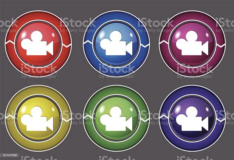 Video Circular Vector Colorful Web Icon Set Button Stock Illustration